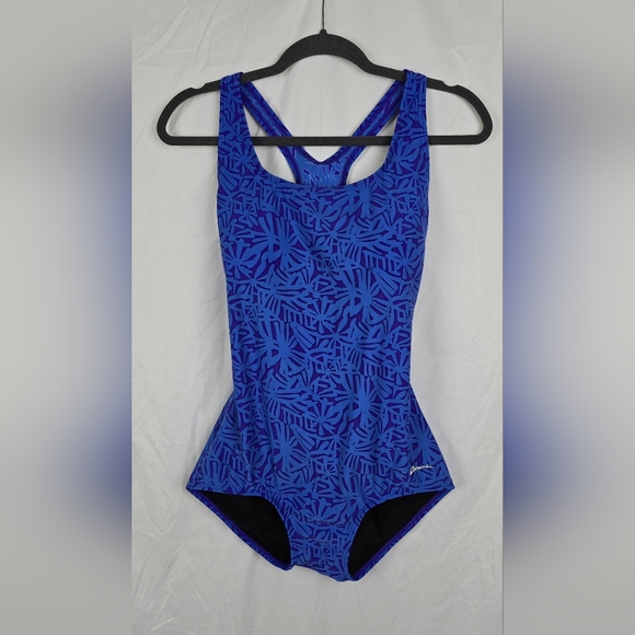 Ocean Other - Ocean Aqua Shape Blue Purple Printed Padded 1 Piece Swimsuit sz 44/18